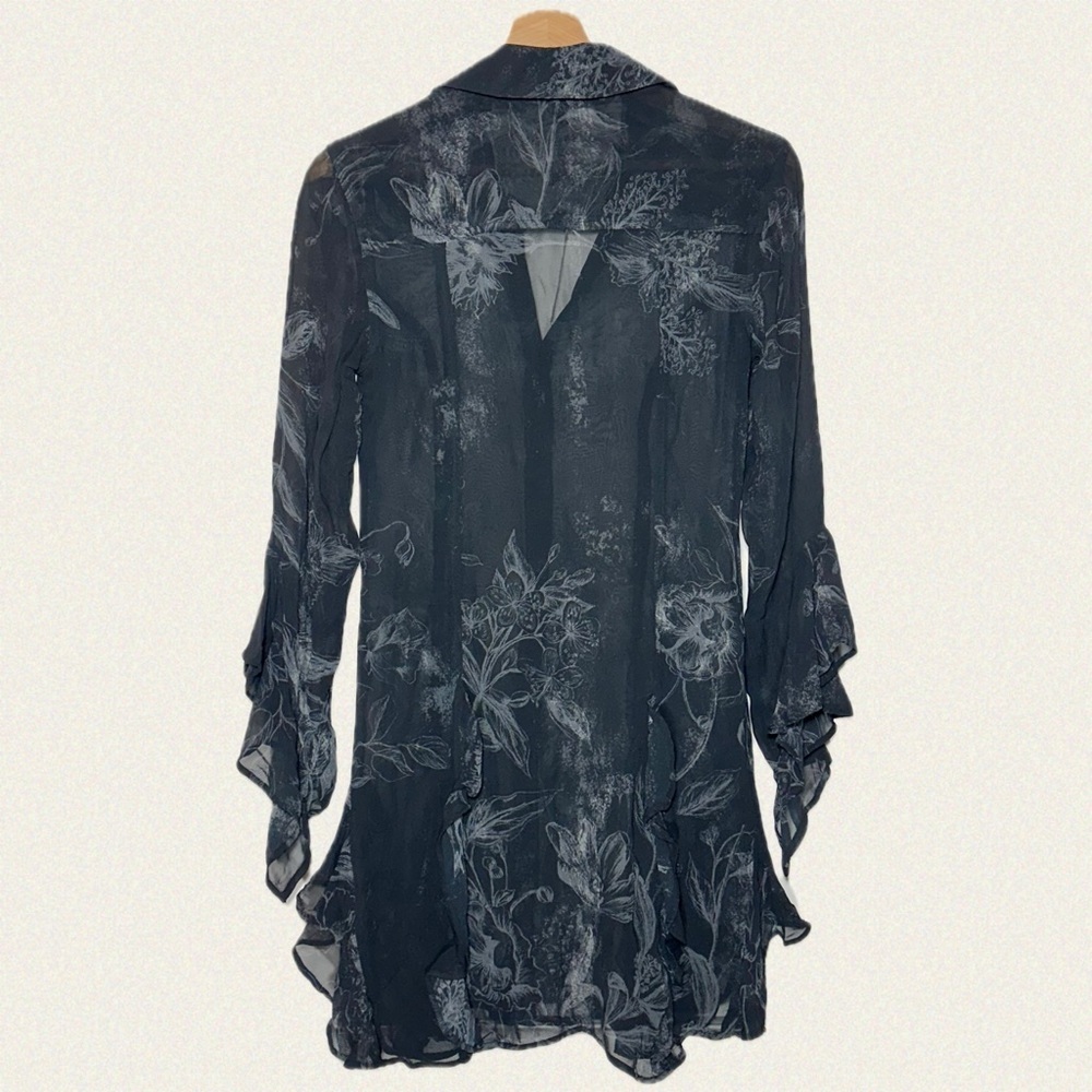 Anthropologie Long-Sleeve V-Neck Sheer Mini Dress - Picture 8 of 8